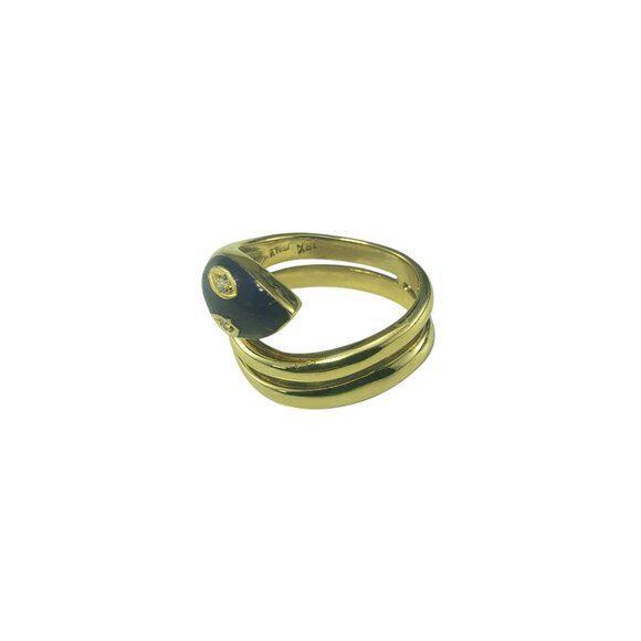18 Karat Yellow Gold Lapis Lazuli and Diamond Snake Ring Size 6.25 #19595 - Picture 3 of 7